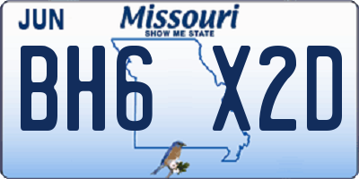 MO license plate BH6X2D