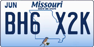 MO license plate BH6X2K