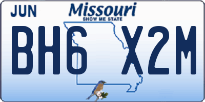 MO license plate BH6X2M