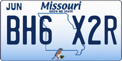 MO license plate BH6X2R