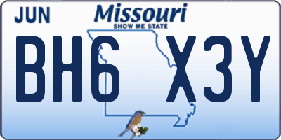 MO license plate BH6X3Y