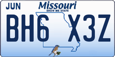MO license plate BH6X3Z