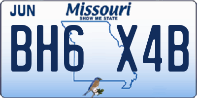 MO license plate BH6X4B