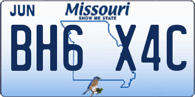 MO license plate BH6X4C