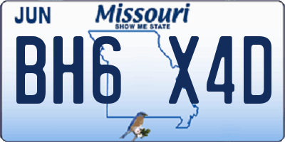 MO license plate BH6X4D