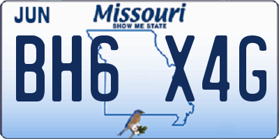 MO license plate BH6X4G
