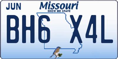 MO license plate BH6X4L