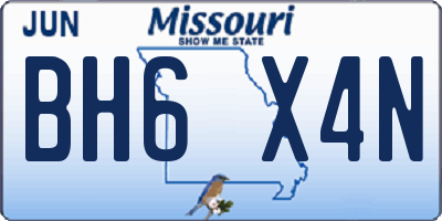 MO license plate BH6X4N