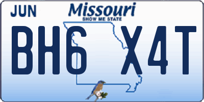 MO license plate BH6X4T