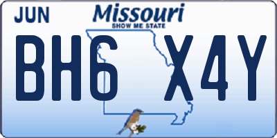 MO license plate BH6X4Y