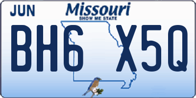 MO license plate BH6X5Q