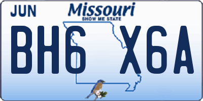 MO license plate BH6X6A