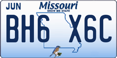 MO license plate BH6X6C
