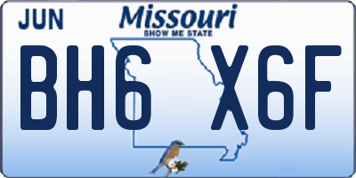 MO license plate BH6X6F