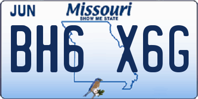 MO license plate BH6X6G