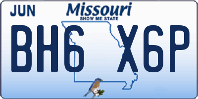 MO license plate BH6X6P