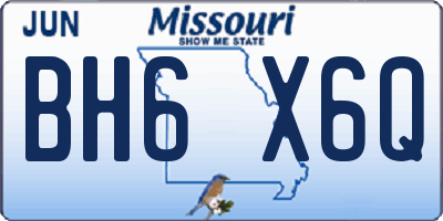 MO license plate BH6X6Q