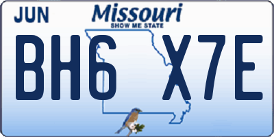 MO license plate BH6X7E