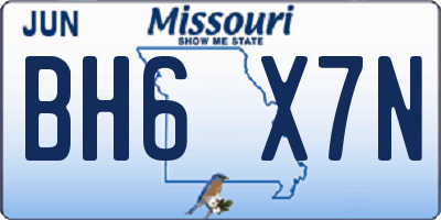 MO license plate BH6X7N