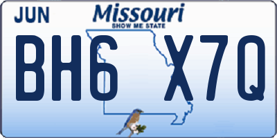 MO license plate BH6X7Q