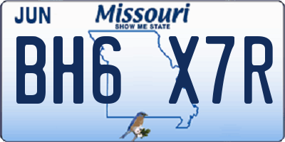 MO license plate BH6X7R