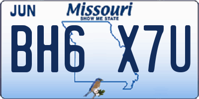 MO license plate BH6X7U