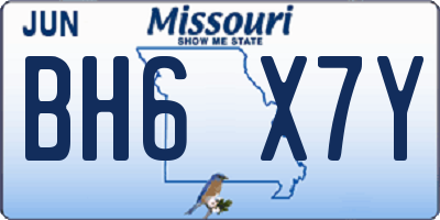 MO license plate BH6X7Y
