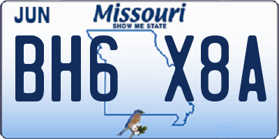 MO license plate BH6X8A