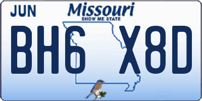 MO license plate BH6X8D