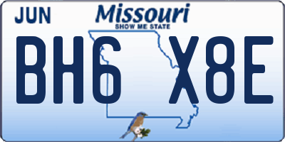 MO license plate BH6X8E