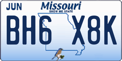MO license plate BH6X8K