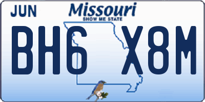 MO license plate BH6X8M