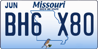MO license plate BH6X8O