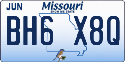 MO license plate BH6X8Q