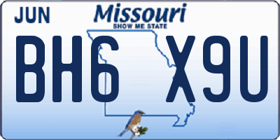 MO license plate BH6X9U