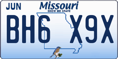 MO license plate BH6X9X