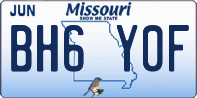 MO license plate BH6Y0F