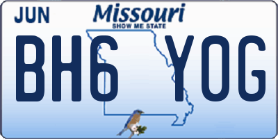 MO license plate BH6Y0G