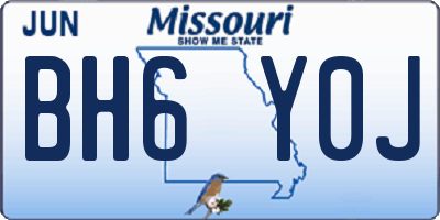 MO license plate BH6Y0J