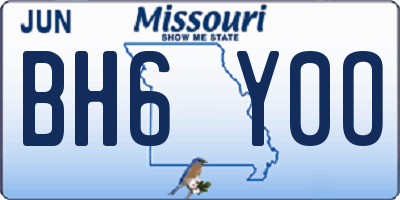 MO license plate BH6Y0O