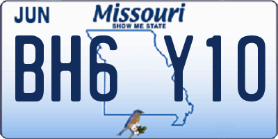 MO license plate BH6Y1O