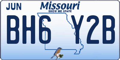 MO license plate BH6Y2B