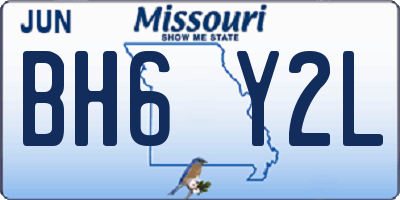 MO license plate BH6Y2L