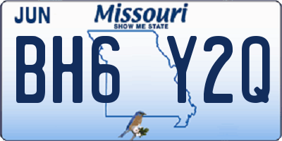 MO license plate BH6Y2Q