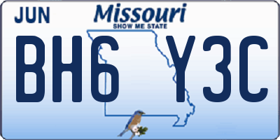 MO license plate BH6Y3C