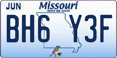 MO license plate BH6Y3F