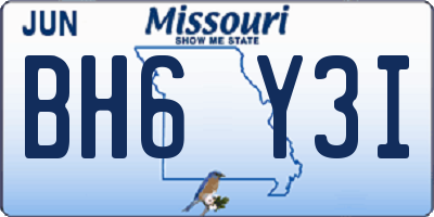 MO license plate BH6Y3I