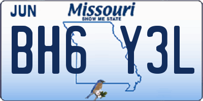 MO license plate BH6Y3L