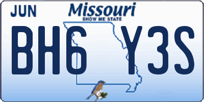 MO license plate BH6Y3S