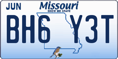MO license plate BH6Y3T